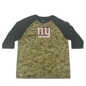 New York Giants‎ Shirt Men's XXL Nike Tee Dri Fit Salute to Service 3/4 Sleeve